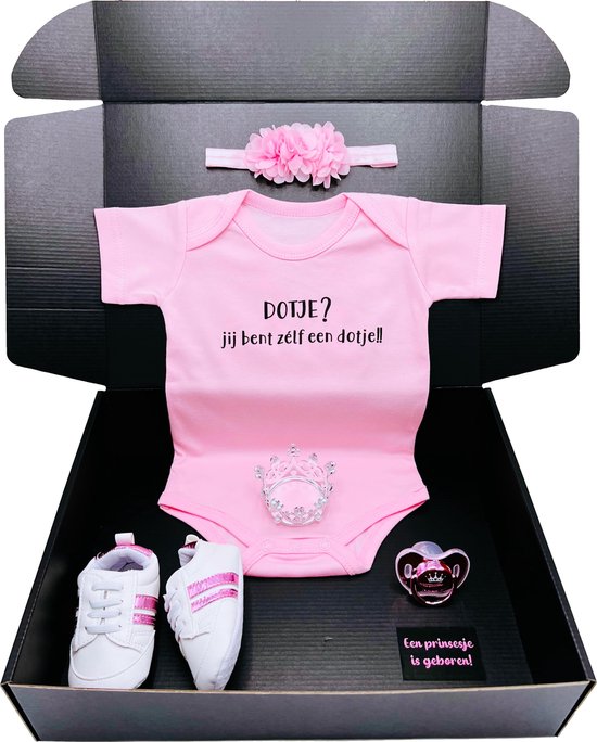 Kraamcadeau -DOTJE -romper - babysneakers - speen -baby hoofdband - rechtstreeks versturen mogelijk - kraamkado van DOTJE