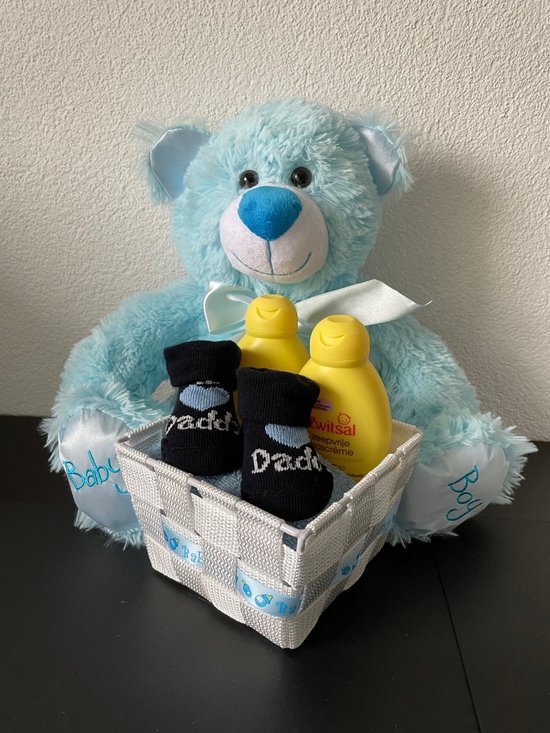 Kraamcadeau extra grote Beer Baby Boy Blauw van Folat