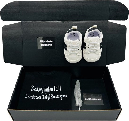 Kraamcadeau F1 - Formule 1 - romper - babysneakers - kraampakket - kan ook rechtstreeks worden verstuurd van Toffekidswear