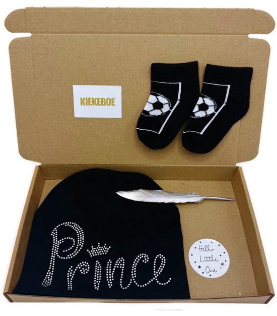 Kraamcadeau jongen - kraamcadeau brievenbus met babymuts en babysokjes - kan rechtstreeks als cadeau worden verstuurd van Merkloos