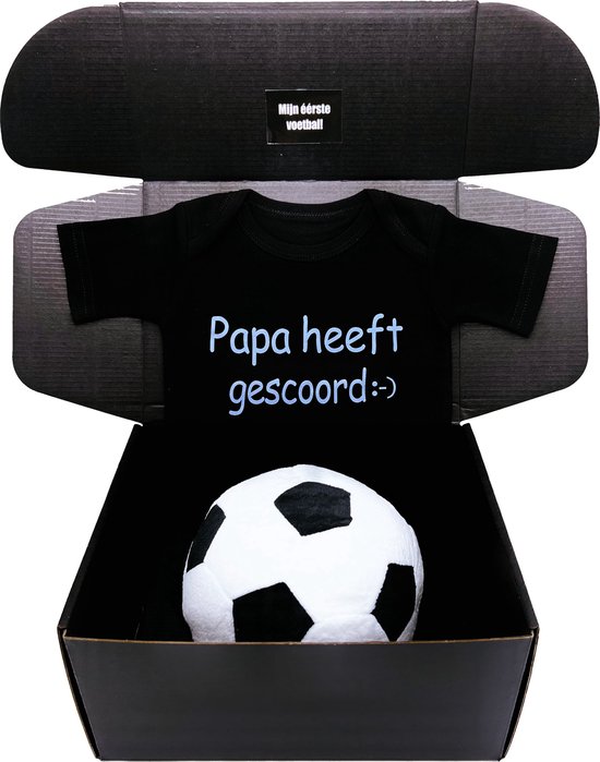 Kraamcadeau jongen - papa heeft gescoord - romper - baby voetbal pluche - rechtstreeks versturen als cadeau mogelijk van Simply for kids