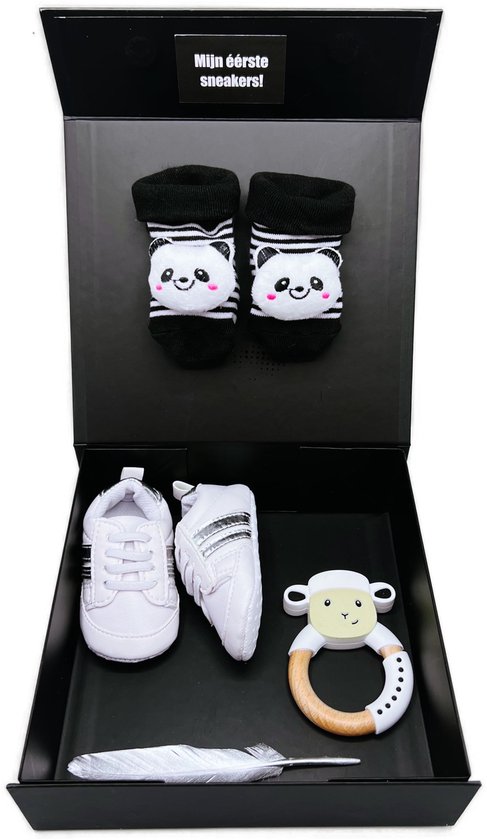 Kraamcadeau, kraamcadeau met babysokjes pandabeer, bijtring en babyschoentjes - 2 maten - kan ook rechtstreeks worden bezorgd van Mikołajczyk