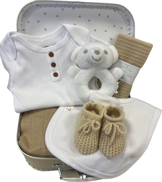 Kraamcadeau Kraamkado unisex jongen meisje - unisex - baby geschenkset - kraamcadeau neutraal - baby memorie box 30 cm - babyshower cadeau - gender neutraal babycadeau - 7 in 1 kado van Little Dutch