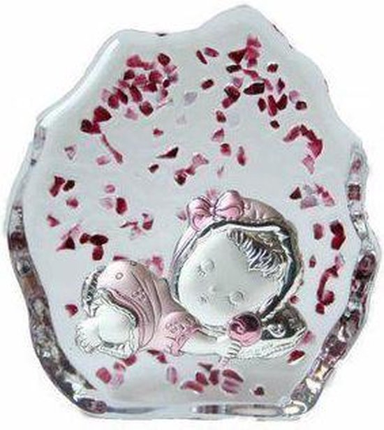 Kraamcadeau Kristal en Zilver H12 cm. van Cristal d'Arques