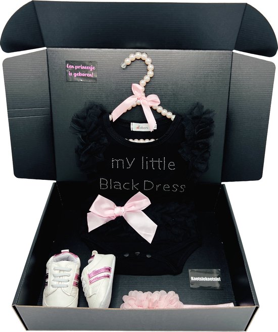 Kraamcadeau -  little black dress - romper - babysneakers - rechtstreeks versturen als cadeau mogelijk van Simply for kids