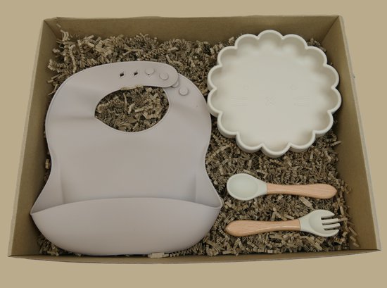 Kraamcadeau meisje / jongen - Beige geschenkset - Babyshower cadeau - Verlofgeschenk - Babygeschenkset van Merkloos