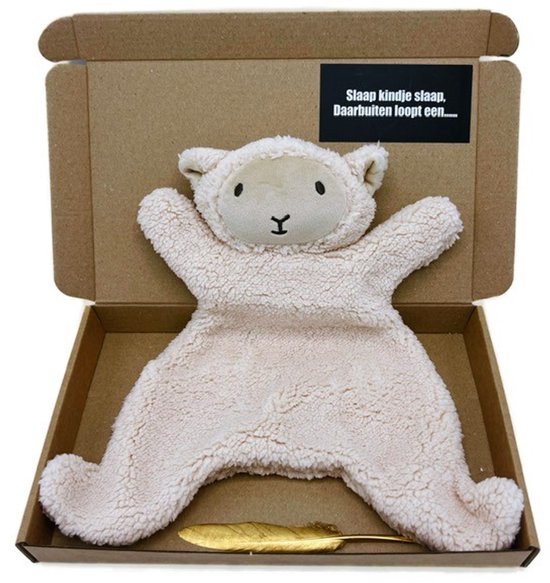 Kraamcadeau met knuffeldoek troostschaapje - knuffel - kraamcadeau of cadeau dreumes - Slaap kindje slaap - ook rechtstreeks als cadeau op te sturen van Merkloos