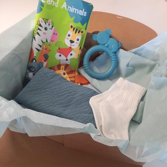 Kraamcadeau pakket - unisex - groen - 6 delig - boekje - Babyshower cadeau - Kraammand - Babycadeau van Liefzebraaudrey