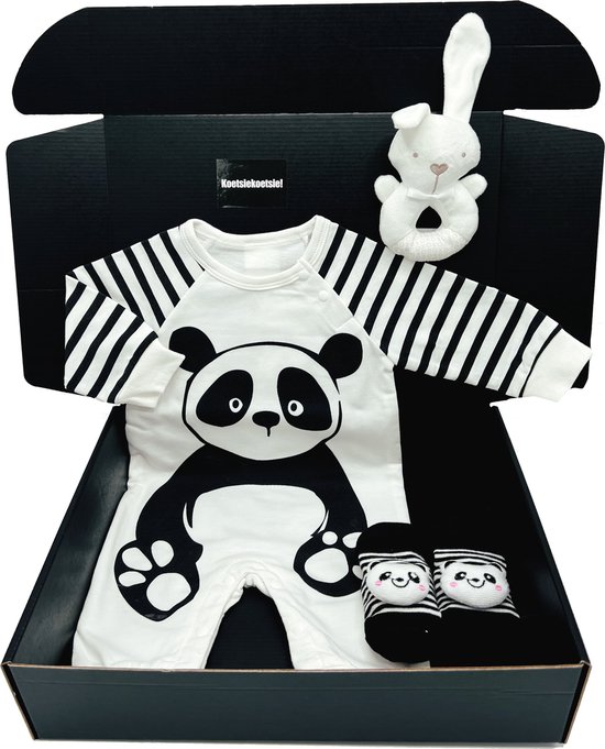 Kraamcadeau panda romper bamboo - unisex - kan ook rechtstreeks worden opgestuurd als cadeau van Bamboom