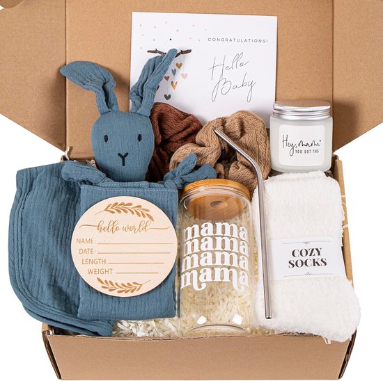 Kraamcadeau Set - Nieuwe Mama Cadeau - Babyshower Vieren - 7 Delig Pakket - 27 x 19 x 9 cm