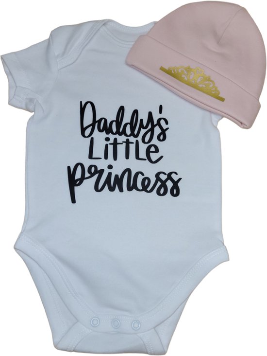 Kraamcadeau - Setje - Romper en muts - Daddy's little princess - maat62 - bedrukt van SuperYupie!
