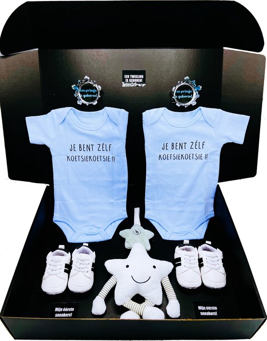 Kraamcadeau tweeling- romper - babysneakers - muziekmobiel - Rechtstreeks sturen als cadeau ook mogelijk van LUDA.