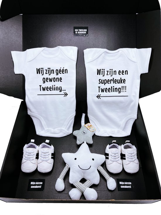 Kraamcadeau tweeling - romper - muziekmobiel- kan ook rechtstreeks worden verstuurd - tweeling - twins van Little Folie