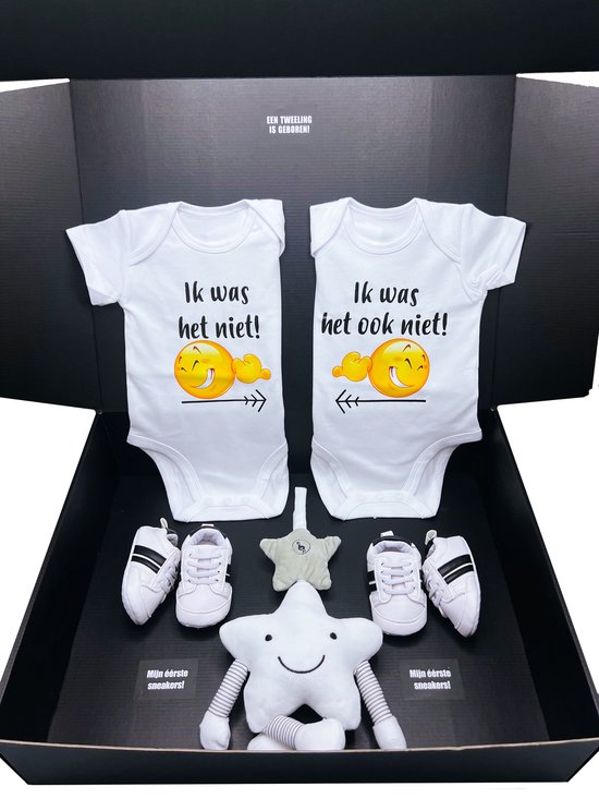 Kraamcadeau tweeling - tweeling romper - kan ook rechtstreeks verstuurd worden als cadeau van Heless