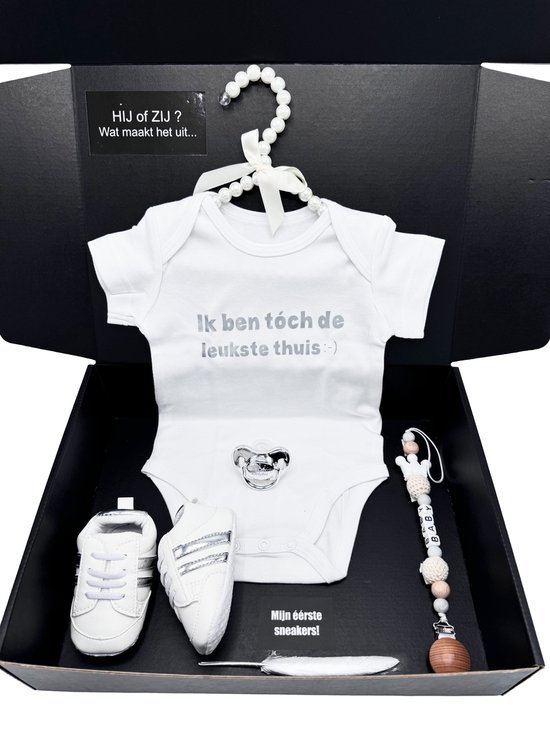 Kraamcadeau unisex - kraamcadeau gender reveal - kraamcadeau pakket- speenkoord - geschenkdoos - babyshower van Little Dutch
