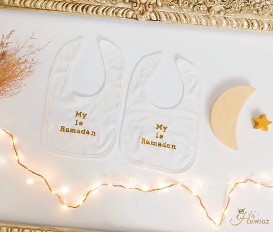 Kraamcadeau voor meisjes - jongens - Hawsaz.nl cadeau - Ramadan Slabbetjes voor Kleintjes - Gepersonaliseerd - Babygeschenkset - slabbetje met tekst - Babycadeau - Babyversorging - Babyshower - geboortecadeau van Hawsaz.nl