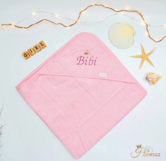 Kraamcadeaus - Hawsaz.nl cadeau - Badcape 1 stuk - Baby handdoek - Badcape met naam - Babyverzorging - Geboortecadeau - Bad en douche - Met naam - Gepersonaliseerd - Babycadeau met naam - Badcape - genderneutraal baby cadeau - Tweeling cadeau van Hawsaz.nl