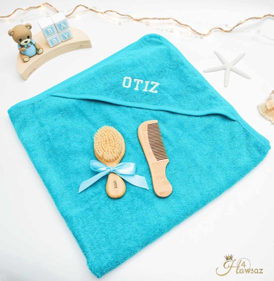 Kraamcadeaus - Hawsaz.nl cadeau - Badcape - Baby handdoek - Badcape met naam - Babyverzorging - Geboortecadeau - Bad en douche - Borduren met naam - Gepersonaliseerd - Babycadeau met naam - Badcape - genderneutraal baby cadeau - Tweeling cadeau van Hawsaz.nl