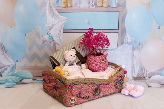 Kraammand Angelika -kraamcadeau- meisje-baby-Handgemaakt-Newborn-Handmade-Gepersonaliseerde cadeau van Luxenoa