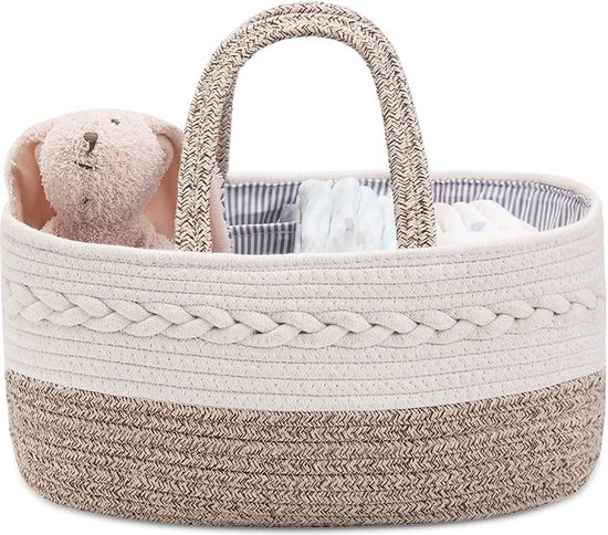 Kraammand - Baby Mand - Met drie vakken - Babyshower - Kraamcadeau meisje of jongen - Mooi, praktisch en overzichtelijk van Merkloos