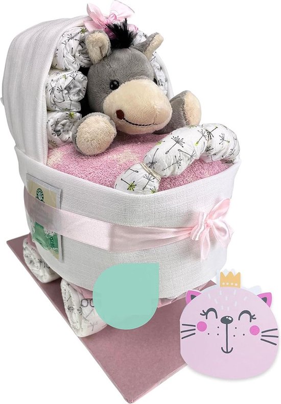 Kraammand - Geboortemand - Kraamcadeau Meisje of Jongen - Wit - Met Knuffel van MikoDreams