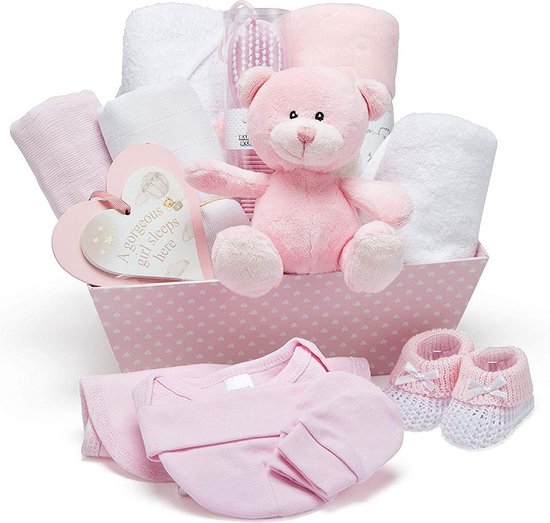 Kraammand - Geboortemand - Kraamcadeau Meisje of Jongen - Wit met Roze van Dibor