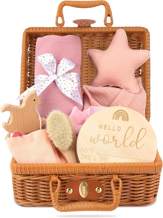 Kraammand - Geboortemand met Knuffel - Kraamcadeau Meisje - Geboorte van Merkloos