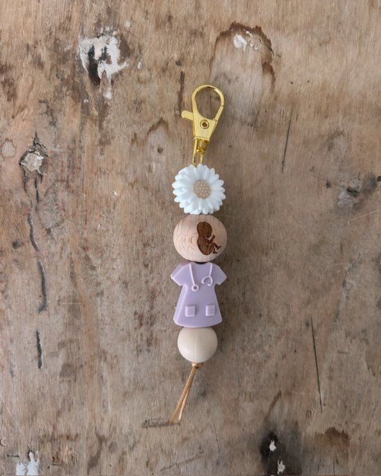 Kraamzorgbedankje - Verloskundige bedankje - Baby - Hout - Lila - Bedankje - Cadeautje van Merkloos