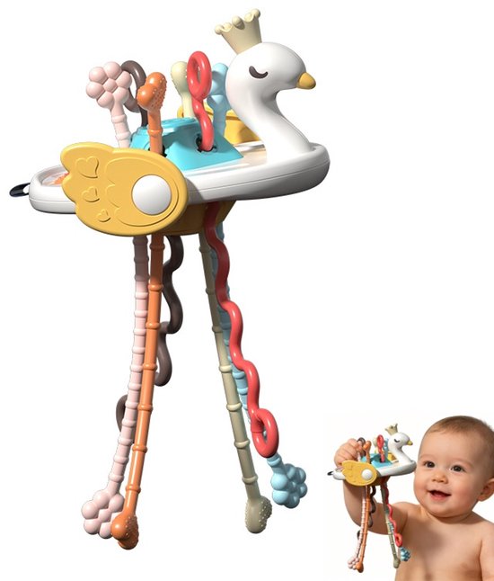 Kraftverdia Baby Speelgoed – Bijtspeelgoed – Baby Bijtspeelgoed – Babyspeelgoed Vanaf 6 Maanden – Montessori Peuterspeelgoed – Cadeau voor Peuters – Geel Zwaanvorm van Merkloos