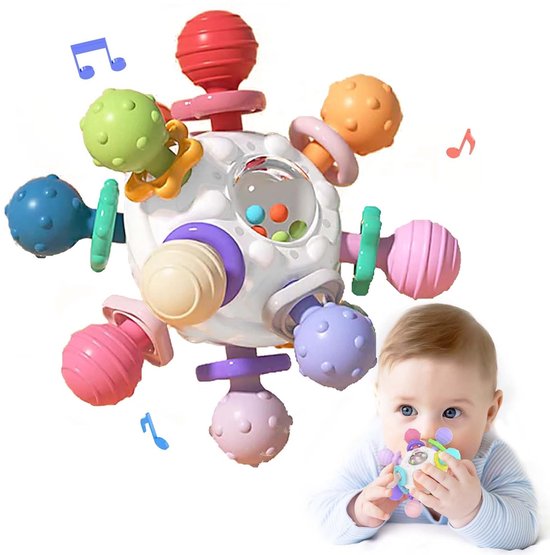 Kraftverdia - baby speelgoed - Montessori Sensorisch Speelgoed - Bitey - Rammelaar - Bijtring Baby - Montessori Speelgoed - Grijp- en Bijtspeelgoed - Babyshower Cadeau - Spelen en ontdekken - Geschikt voor baby's van 3 maanden tot 2 jaar van Kraftverdia™