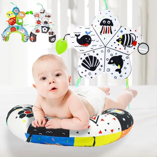 Kraftverdia – Baby Tummy Time Kussen met Speelgoed – Boerderij Thema – Zwart Wit Hoog Contrast – Montessori Babyspeelgoed – Sensorisch Speelgoed voor Pasgeborenen – 0-6 Maanden / 6-12 Maanden / 12-18 Maanden van Merkloos