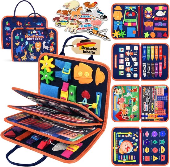 Kraftverdia - Busy Board Montessori-speelgoed vanaf 1 jaar – Activiteitenboek voor kinderen van 1, 2 en 3 jaar – Babyspeelgoedcadeau – Paascadeau voor kinderen (Meerkleurig) van Merkloos