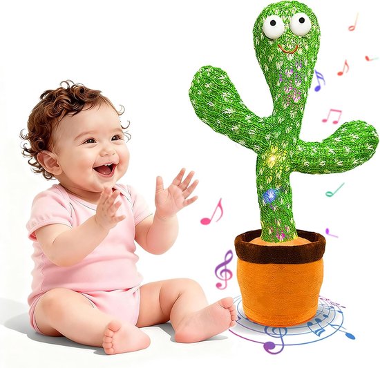 Kraftverdia Dansende Cactus – Pratend Muzikaal Speelgoed – USB Oplaadbaar – Pluche Knuffel voor Kinderen van Kraftverdia™