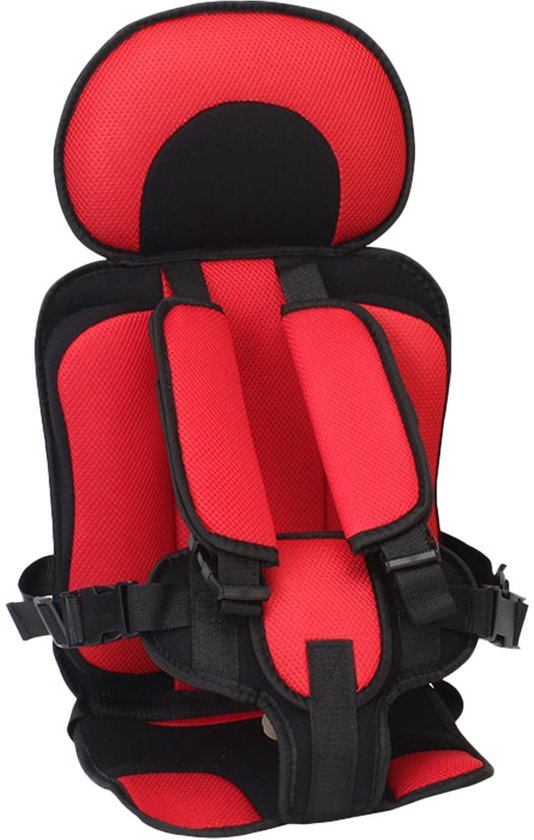 Kraftverdia Draagbaar Kinder Zitkussen met Rugleuning – Verstelbare Veiligheidsriem voor Kinderstoel, Kinderwagen, Fiets en Thuisgebruik - Rood van Merkloos