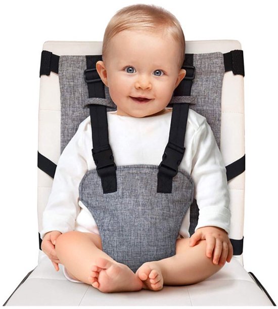 Kraftverdia - Kinderstoel Tuigje - Veiligheidstuigje Kinderstoel - Tuigje Kind - Verstelbaar Baby - Baby Travel Essential Harness Seat - Draagbare kinderstoel voor baby - reizen Baby Essentials - Grijs van Merkloos