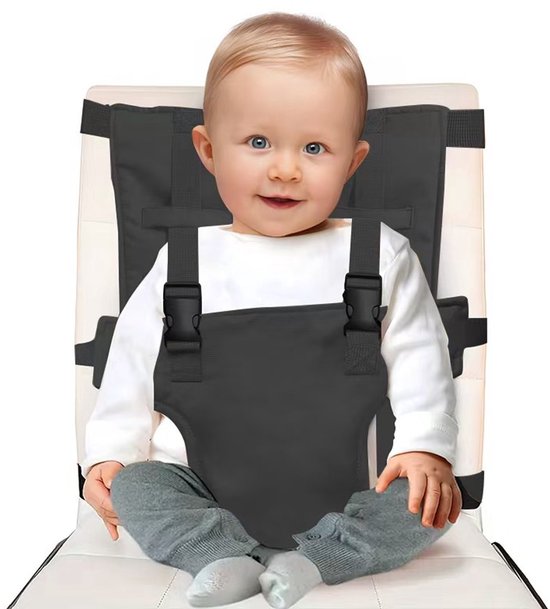 Kraftverdia - Kinderstoel Tuigje - Veiligheidstuigje Kinderstoel - Tuigje Kind - Verstelbaar Baby - Baby Travel Essential Harness Seat - Draagbare kinderstoel voor baby - reizen Baby Essentials - Zwart van Kraftverdia™
