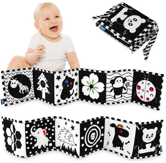 Kraftverdia Knisperboekje Baby - Speelboekje Tummy Time - Montessori Baby Speelgoed - Buggyboekje - Box Activiteiten - Babyboek eerste jaar 0-6 maanden van Merkloos