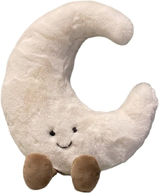 Kraftverdia Maanvormige Pluche Knuffel – 48 cm – Zacht Bed- en Bankkussen – Decoratief Sierkussen – Perfect Cadeau voor Kinderen en Meisjes van Merkloos