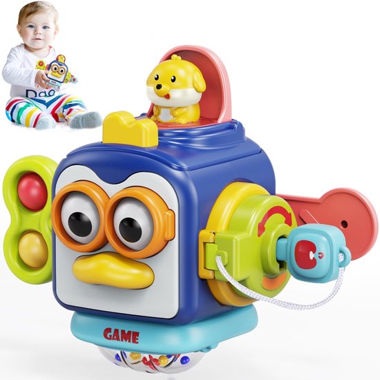 Kraftverdia® - Montessori speelgoed - Baby Activiteiten Kubus - Educatief Babyspeelgoed - Sensorisch speelgoed - dobbelsteen - cadeau - voor kinderen van 6 tot 36 maanden - motorische - Peuter Speelgoed – Jongens – Meisjes - 1 jaar – 2 jaar – 3 jaar van Merkloos