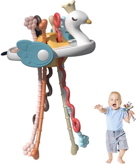 Kraftverdia - Montessori Speelgoed vanaf Baby 1 2 3 4 jaar - Educatief speelgoed voor baby's - Zwanenmodel speelgoed - Kinderspeelgoed Onderweg - Baby Speelgoed 6 7 8 9 10 Maanden - Ophangbaar - Baby-bijtspeeltjes - Baby sensorisch speelgoed van Merkloos