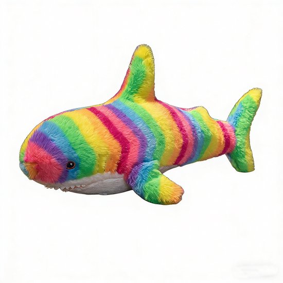 Kraftverdia Pluche Haai Knuffel – 60 cm – Regenboogkleurig Kawaii Haai – Zacht Knuffeldier – Slaapmaatje voor Kinderen – Leuk Cadeau van Merkloos