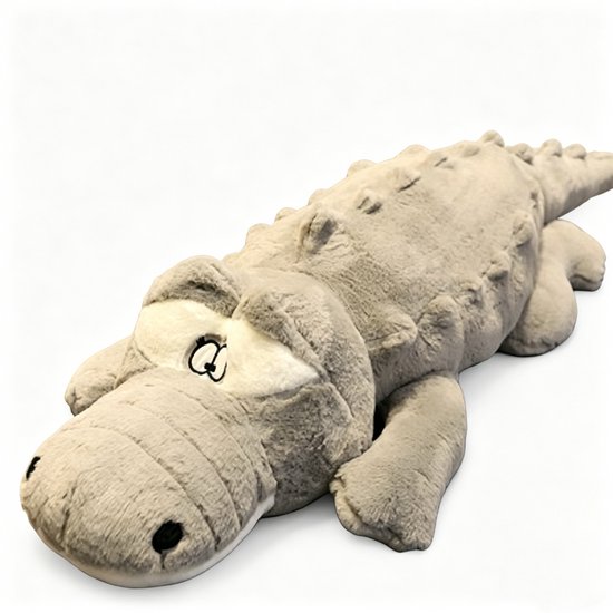 Kraftverdia Pluche Knuffel – 100 cm – Grote Pluche Krokodil Knuffel – Zacht Lichaamskussen – Grappig Decoratief Bedkussen – Schattig Krokodilkussen – Grijs van Merkloos