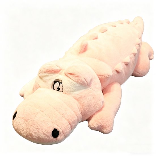 Kraftverdia Pluche Knuffel – 100 cm – Grote Pluche Krokodil Knuffel – Zacht Lichaamskussen – Grappig Decoratief Bedkussen – Schattig Krokodilkussen – Roze