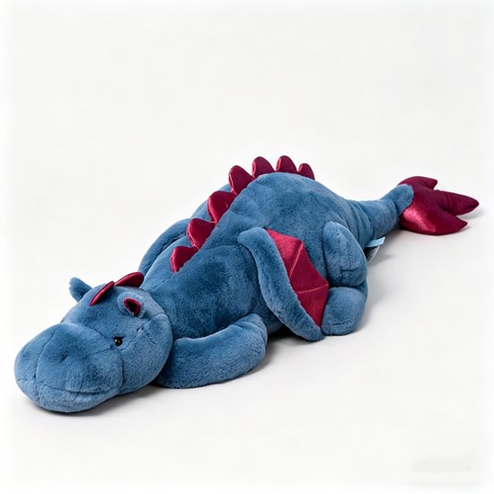 Kraftverdia Pluche Knuffel – 110 cm – Grote Pluche Draak Knuffel – Zacht Lichaamskussen – Grappig Decoratief Bedkussen – Schattig Drakenkussen – Blauw – Drakenpop van Merkloos