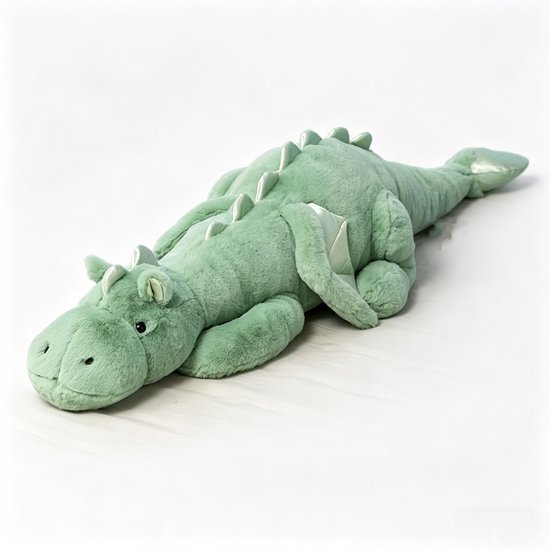 Kraftverdia Pluche Knuffel – 110 cm – Grote Pluche Draak Knuffel – Zacht Lichaamskussen – Grappig Decoratief Bedkussen – Schattig Drakenkussen – Groen – Drakenpop van Merkloos