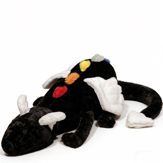 Kraftverdia Pluche Knuffel – 50 cm – Kawaii Draak Lichaamskussen – Grappig Decoratief Bedkussen – Schattig Dierenkussen – Regenboog Zwart van Merkloos