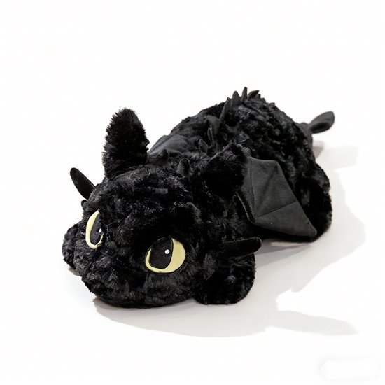 Kraftverdia Pluche Knuffel – 70 cm – Tandloze Draak Kawaii Design – Zacht Knuffeldier – Kawaii Draak Lichaamskussen – Zwart van Merkloos