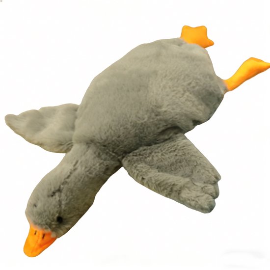 Kraftverdia Pluche Knuffel – 90 cm – Kawaii Grote Gans Lichaamskussen – Grappig Decoratief Bedkussen – Schattig Dierenkussen – Grijs van Merkloos