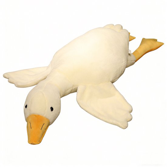 Kraftverdia Pluche Knuffel – 90 cm – Kawaii Grote Gans Lichaamskussen – Grappig Decoratief Bedkussen – Schattig Dierenkussen – Wit van Merkloos