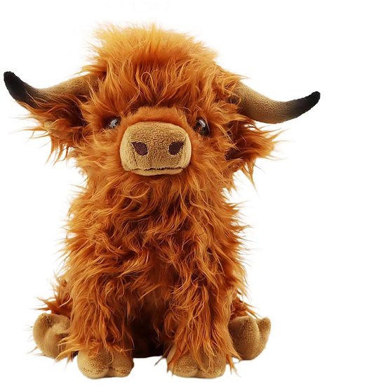 Kraftverdia Pluche knuffel - Highland Koe Pluche Knuffel - Schotse Hooglander Knuffeldier - Zacht en Knuffelig - Lang Pluizig Rood Haar - Realistische Details - 25 cm - Geschikt voor Kinderen van Merkloos